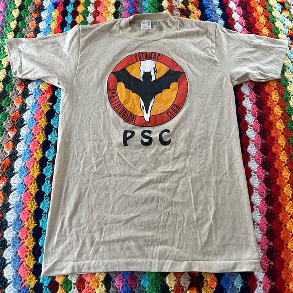 Vintage 80s Potomac Speleological Club Bat Wildlife Animal Tee PSC Retro… - Picture 7 of 11